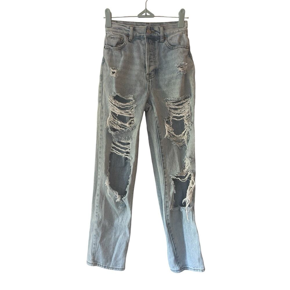 Pacsun Women's Size 22 High Rise Straight Leg Jeans Distressed Light Blue